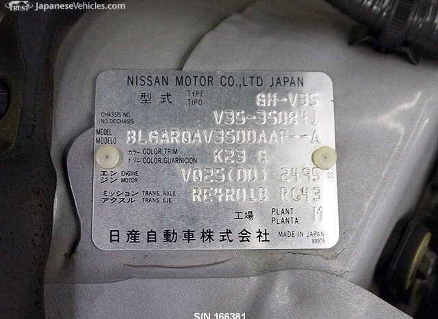 NISSAN SKYLINE, 250GT, 2006, S/N 166381 complet