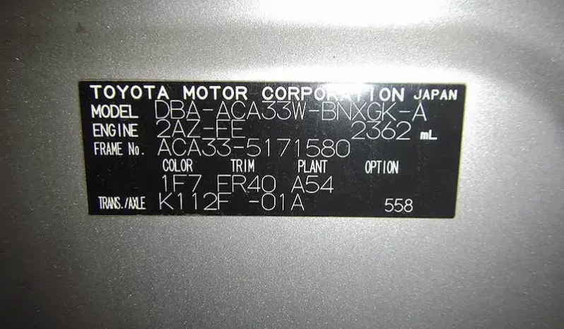 TOYOTA VANGUARD 240S, YEAR 2008, S/N 268228 complet